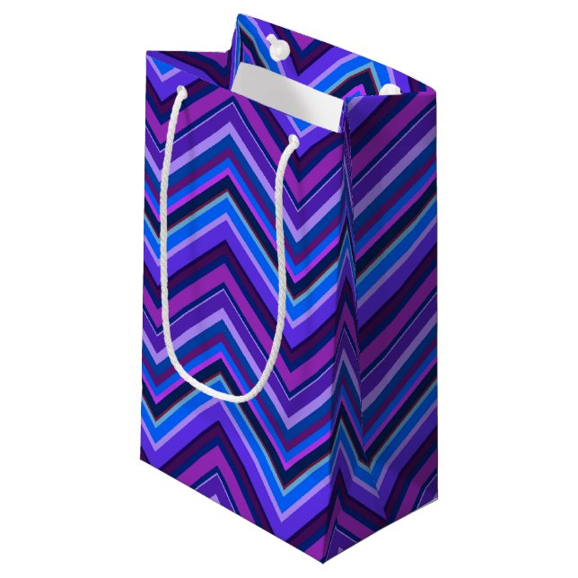 Petit Sac Cadeau Blue and purple zigzag (Devant Angle)