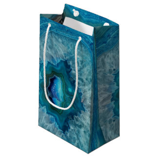 Petit Sac Cadeau Blue Geode Rock Mineral Agate Crystal Image