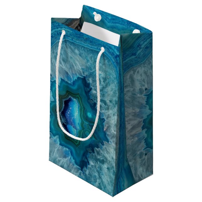 Petit Sac Cadeau Blue Geode Rock Mineral Agate Crystal Image (Devant Angle)