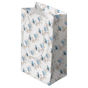 Petit Sac Cadeau Bluebirds de montagne sur la branche Sakura