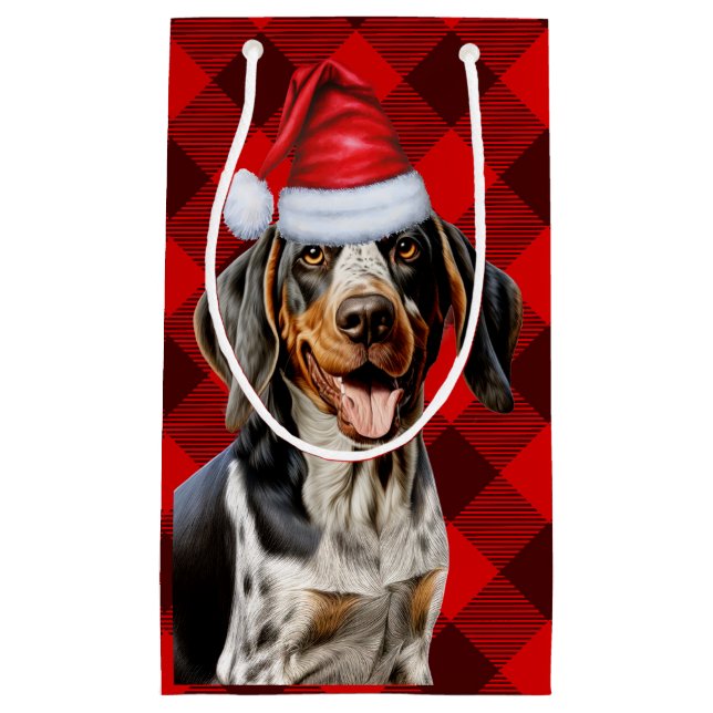 Petit Sac Cadeau Bluetick Coonhound Dog Festin Plaid Noël (Devant)