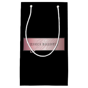 Petit Sac Cadeau Blush Élégant Faux Or Rose Nom & Initiales