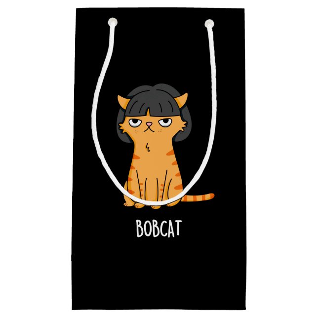 Petit Sac Cadeau Bobcat Funny Chat Bob Hair Pun Dark BG (Devant)