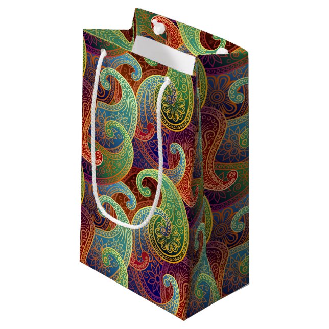 Petit Sac Cadeau Bohemian Paisley Motif intemporel (Devant Angle)