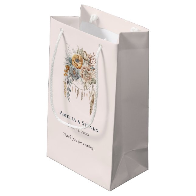 Petit Sac Cadeau Boho Flowers and Dreamcatcher - Mariage (Dos Angle)