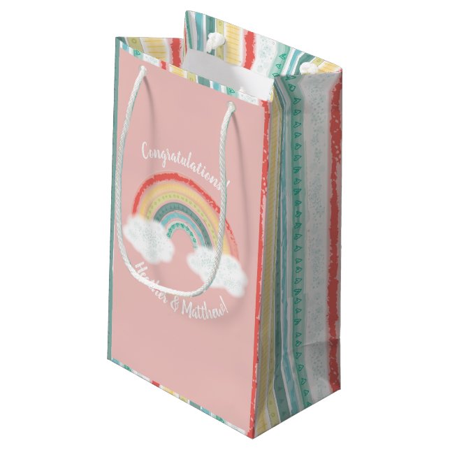 Petit Sac Cadeau Boho Rainbow Baby shower rose (Dos Angle)
