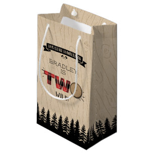 Petit Sac Cadeau Bois de bûcheron à plaies rustiques 2e anniversair