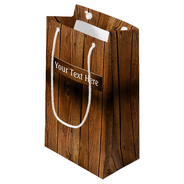 Petit Sac Cadeau Bois rustique polyvalent (Devant Angle)