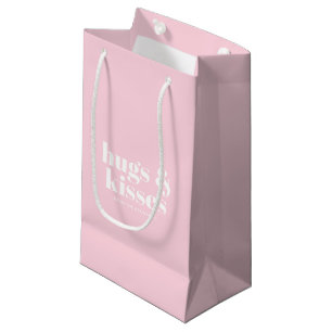Petit Sac Cadeau Boissons et baisers rose blanc moderne typographie