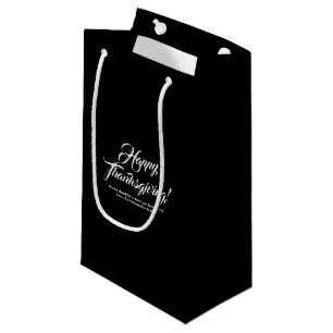 Petit Sac Cadeau Bon thanksgiving noir élégant script personnalisé