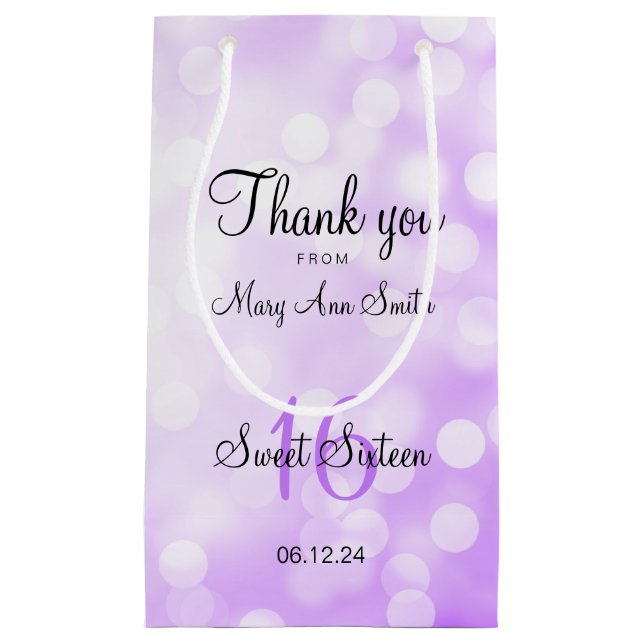 Petit Sac Cadeau Bonbon élégant 16 lumières pourpres de parties (Devant)