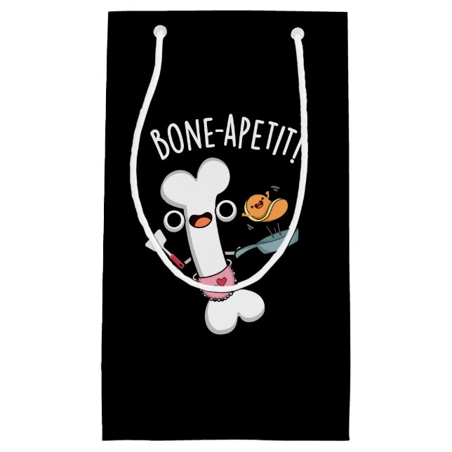 Petit Sac Cadeau Bone Apetit Funny Cuisine Pun Dark BG (Devant)
