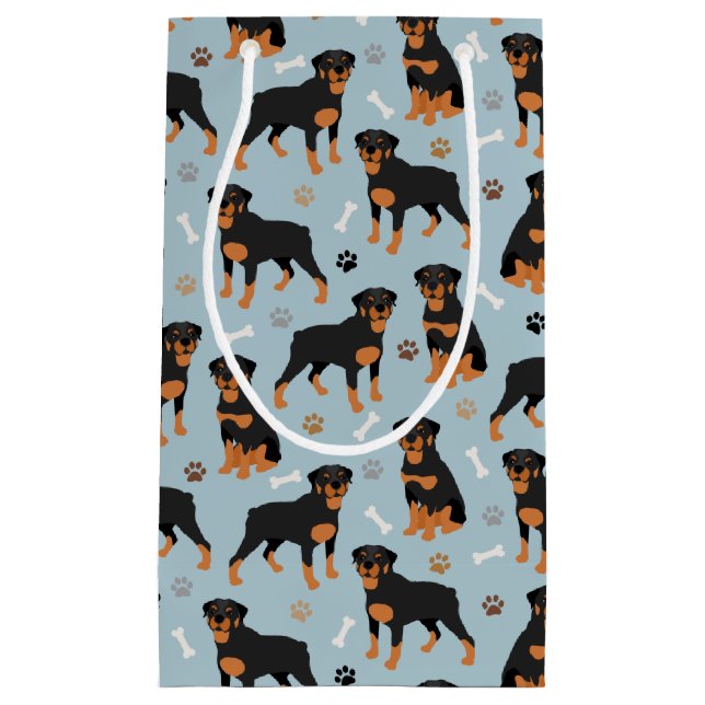 Petit Sac Cadeau Bones et pattes de chien Rottweiler (Devant)