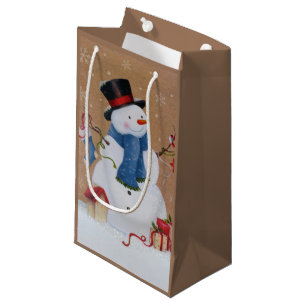 Petit Sac Cadeau Bonhomme de neige
