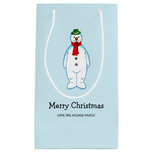 Petit Sac Cadeau Bonhomme de neige joyeux