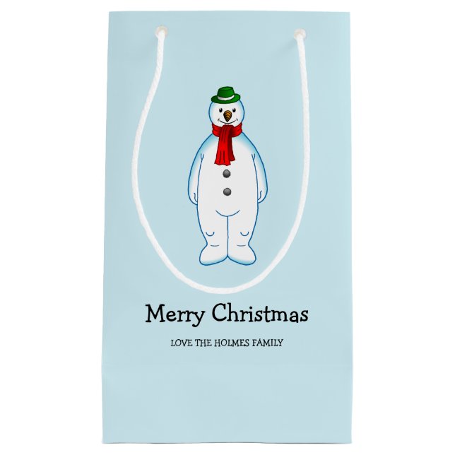 Petit Sac Cadeau Bonhomme de neige joyeux (Devant)