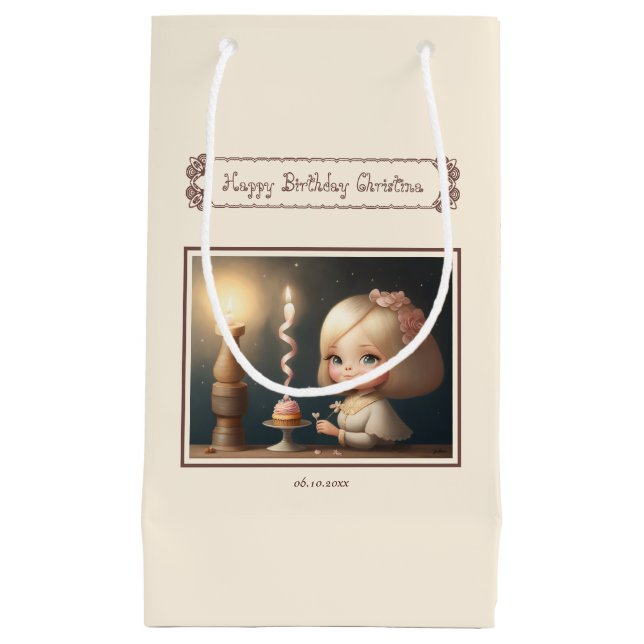 Petit Sac Cadeau Bonne fille anniversaire 01 (Devant)