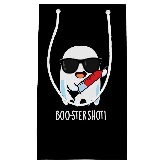 Petit Sac Cadeau Boo-ster Shot Funny Ghost Vaccine Pun Dark BG (Devant)