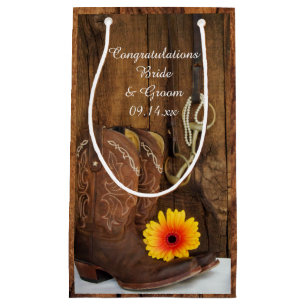 Petit Sac Cadeau Boots, Daisy et Horse Bit Félicitations Mariage