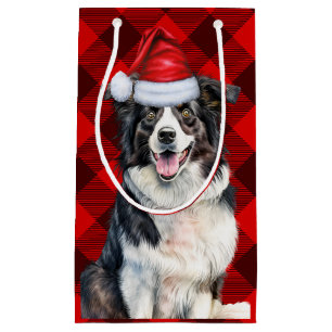 Petit Sac Cadeau Bordure de vacances Collie Rouge Buffalo Planté No