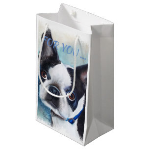 PETIT SAC CADEAU BOSTON NOIR ET BLANC TERRIER