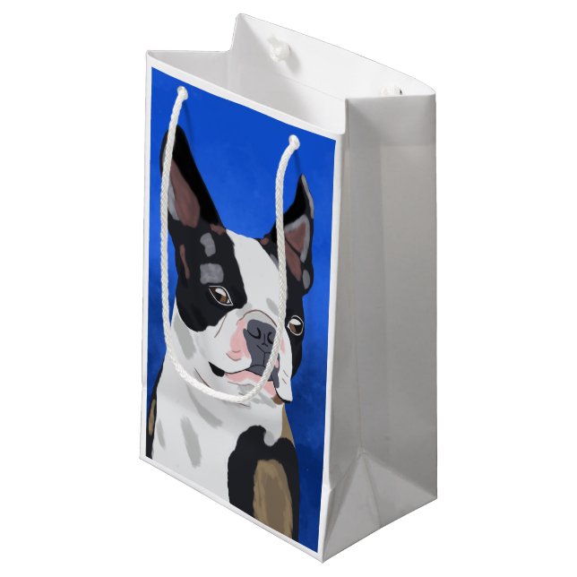Petit Sac Cadeau Boston Terrier Peinture à l'huile de chien Portrai (Devant Angle)
