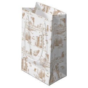 Petit Sac Cadeau Boston Toile Tan et blanc