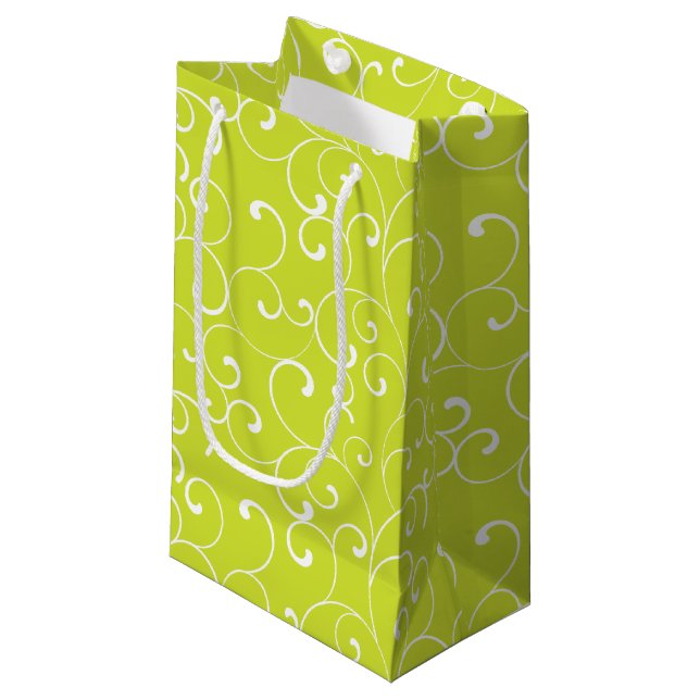 Petit Sac Cadeau Boucles Whimsical Modernes Lime Green (Devant Angle)