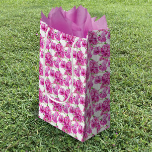 Petit Sac Cadeau Bougainvillea motif de fleurs roses