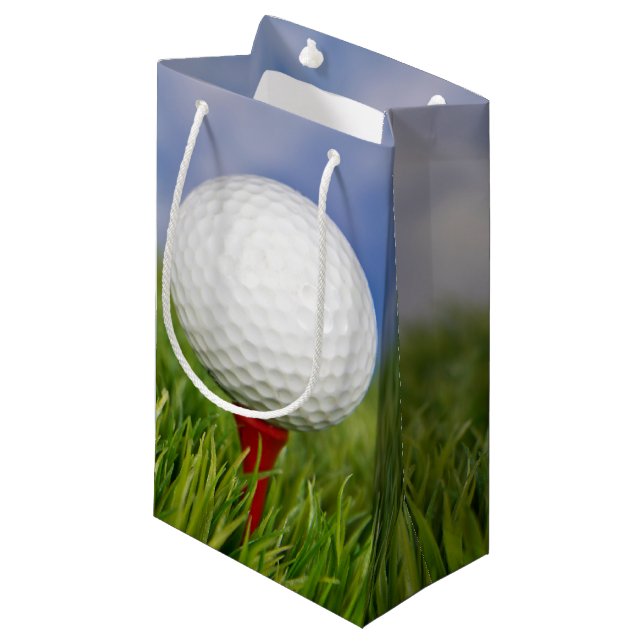 Petit Sac Cadeau Boule de golf sur tee (Devant Angle)