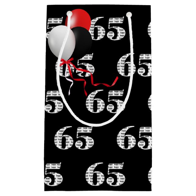 Petit Sac Cadeau Bouquet de ballon à 65e anniversaire (Devant)