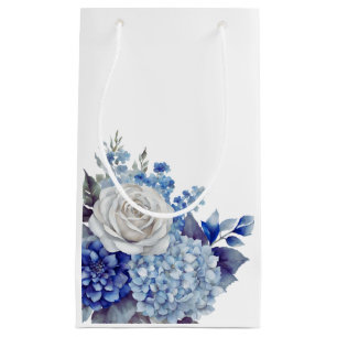 Petit Sac Cadeau Bouquet de fleurs bleu aquarelle-Mariage