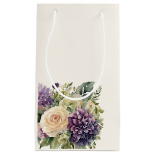 Petit Sac Cadeau Bouquet de fleurs violettes d'aquarelle Mariage
