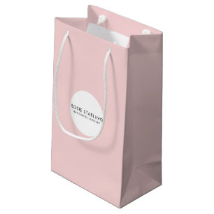 Petit Sac Cadeau Boutique rose pâle Bijoux Marque Logo d'entreprise