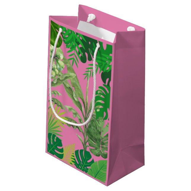 Petit Sac Cadeau Boutique & Salon moderne Tropical de luxe rose (Dos Angle)