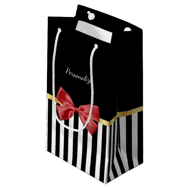 Petit Sac Cadeau Bow rouge classique Grandes noires et blanches ave (Devant Angle)