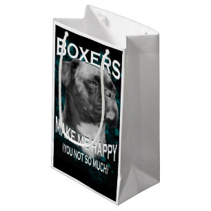 Petit Sac Cadeau Boxer Chien Amoureux des animaux Texte d'art