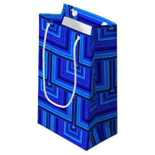 Petit Sac Cadeau Brayures bleues carré motif