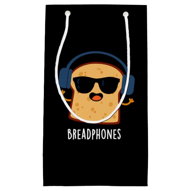 Petit Sac Cadeau Breadphones Funny Pain Pun Dark BG (Devant)