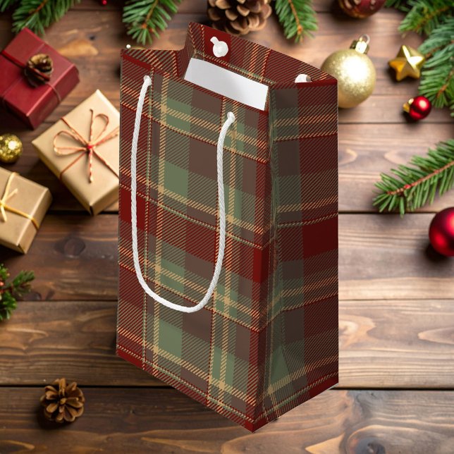 Petit Sac Cadeau Brick rouge Tartan de Noël ID1141A (Créateur téléchargé)