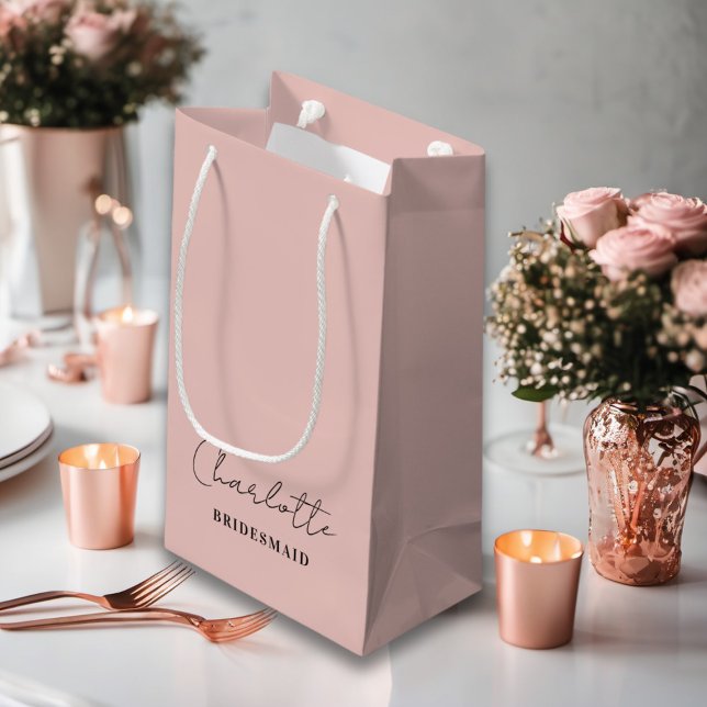 Petit Sac Cadeau Bridesmaid | Mini-Script Rose Gold (Créateur téléchargé)