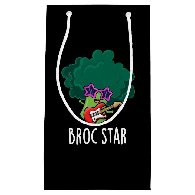 Petit Sac Cadeau Broc Star Funny Brocolli Rock Star Pun Dark BG (Devant)