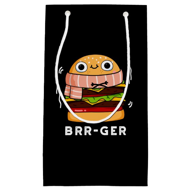 Petit Sac Cadeau Brr-ger Funny congeler Burger Pun Dark BG (Devant)