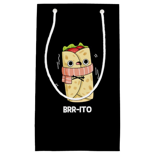 Petit Sac Cadeau Brr-ito Funny Froid Froid Burrito Pun Dark BG (Devant)