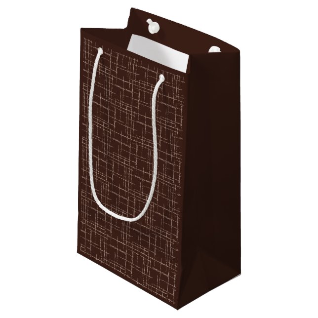 Petit Sac Cadeau Brun texturé. (Devant Angle)