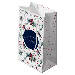 Petit Sac Cadeau Bull-finch & Christmas Berries Motif