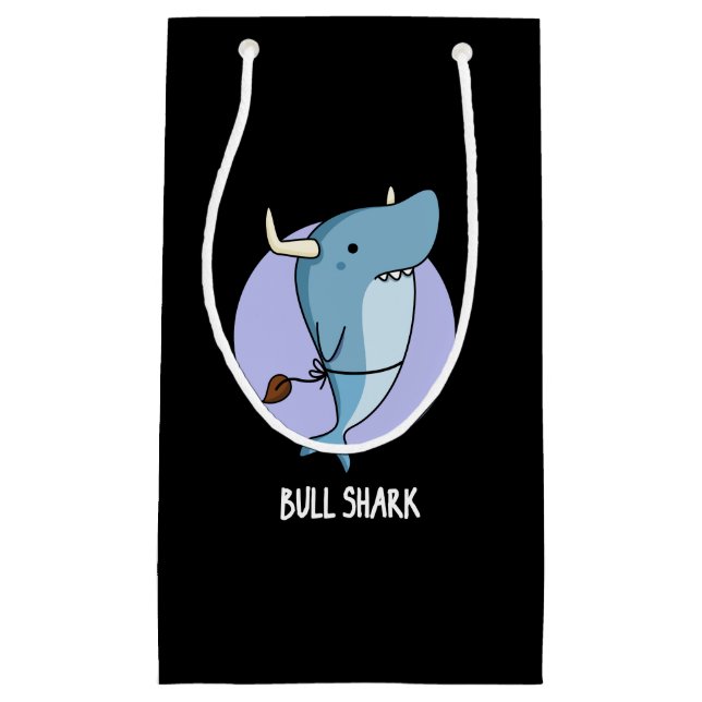 Petit Sac Cadeau Bull Shark Funny Animal Shark Pun Dark BG (Devant)