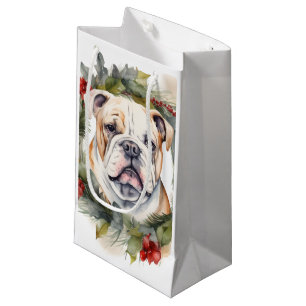 Petit Sac Cadeau Bulldog Christmas Wreath Festive Pup