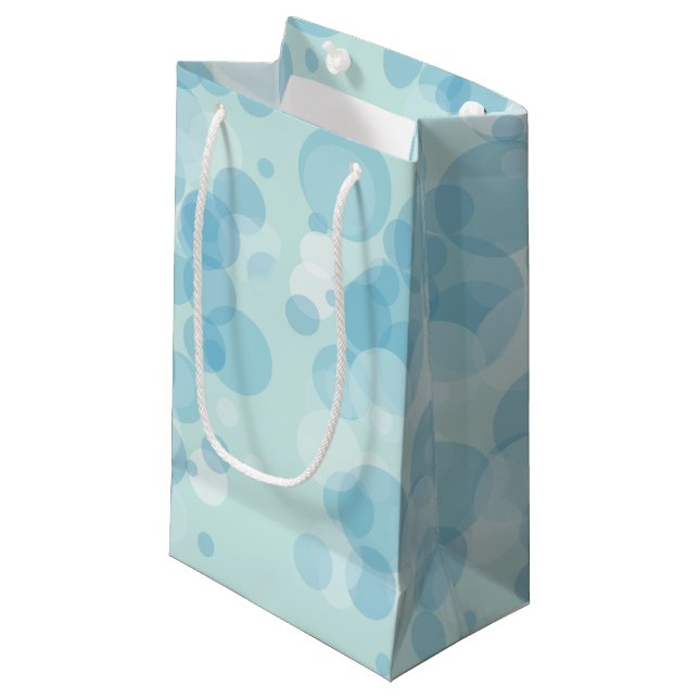 Petit Sac Cadeau Bulles bleues (Devant Angle)