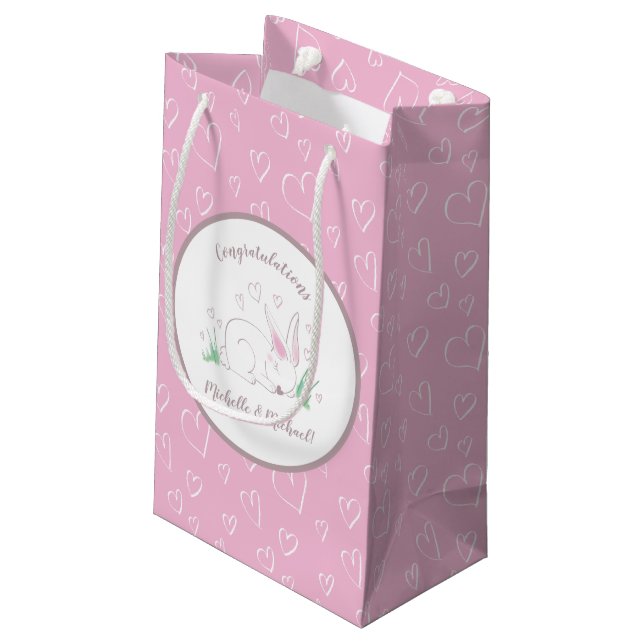 Petit Sac Cadeau Bunny Baby shower Spring Rose Girl (Dos Angle)